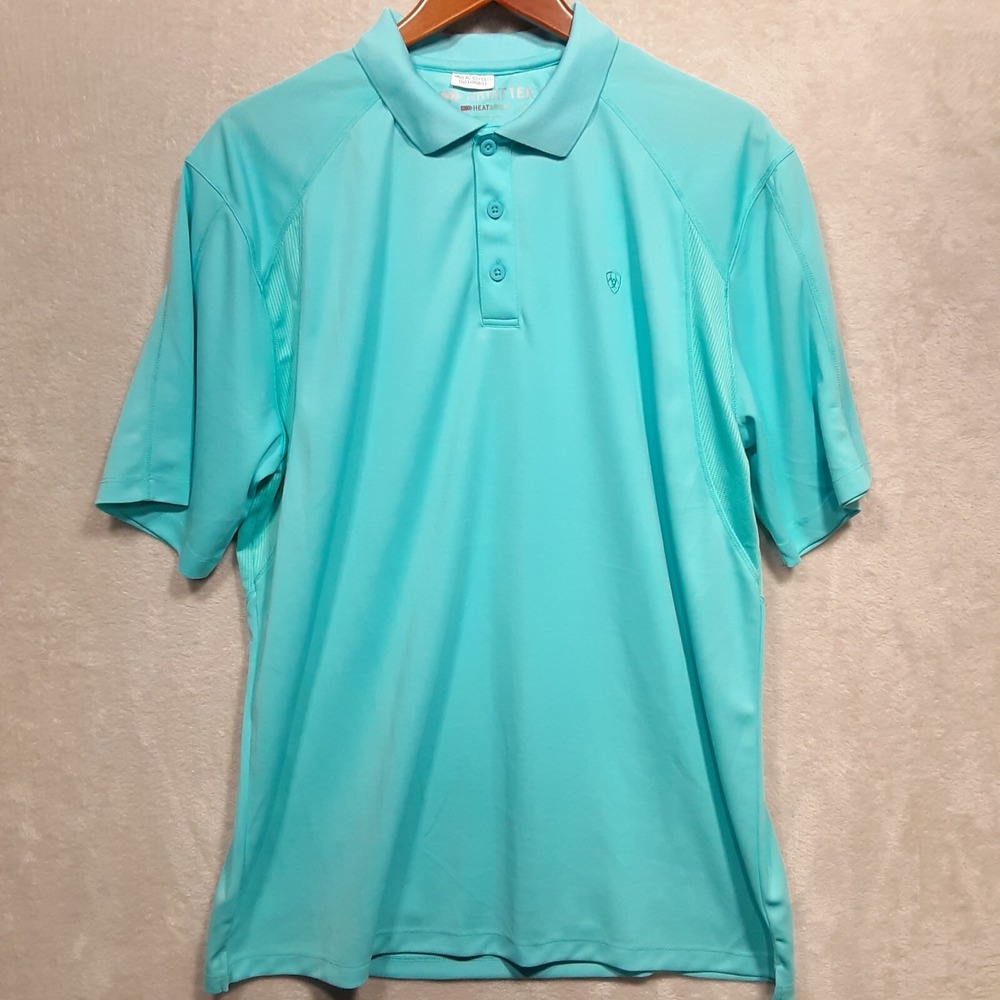 Ariat Tek Mens Heat Series Polo Shirt Sz.L/Blue/Performance/Breathable